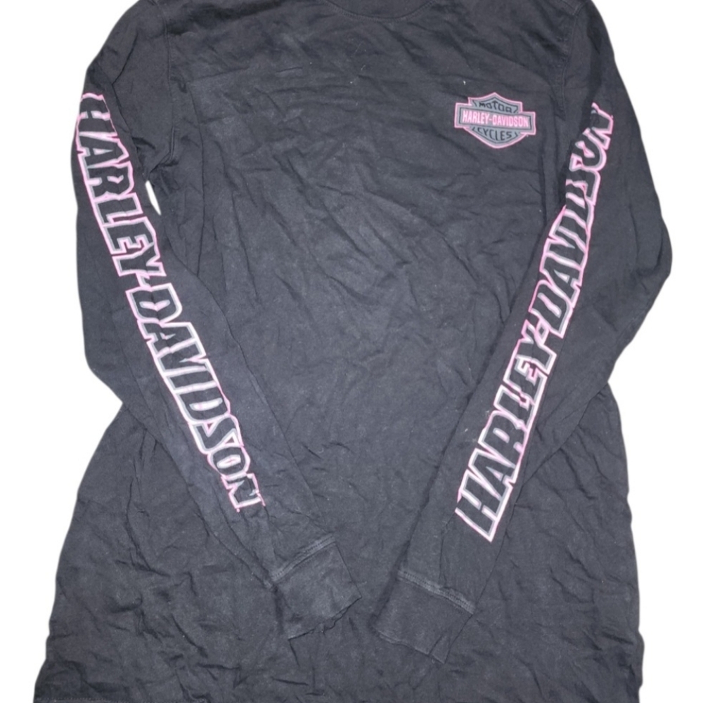 Harley Davidson Long Sleeve Tshirt Medium Black Pink Biker Motorcycle